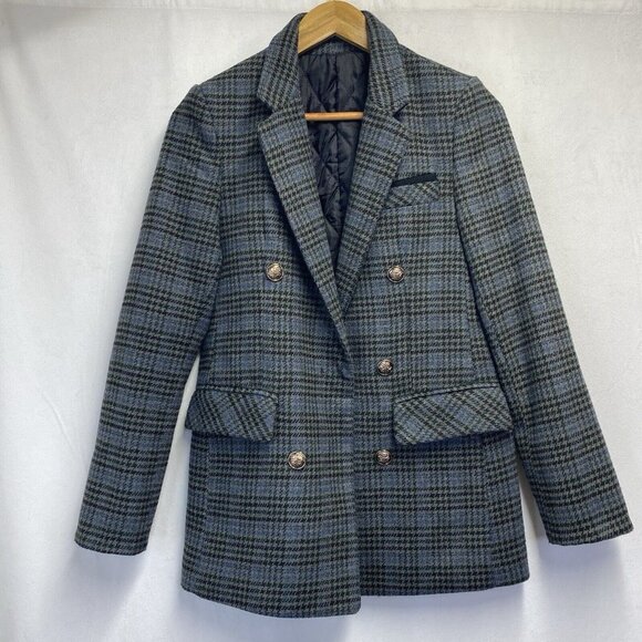 TERA Jackets & Blazers - TERA Lapel Collar Front Button Accents Wool Plaid Lined Coat Jacket Women Small